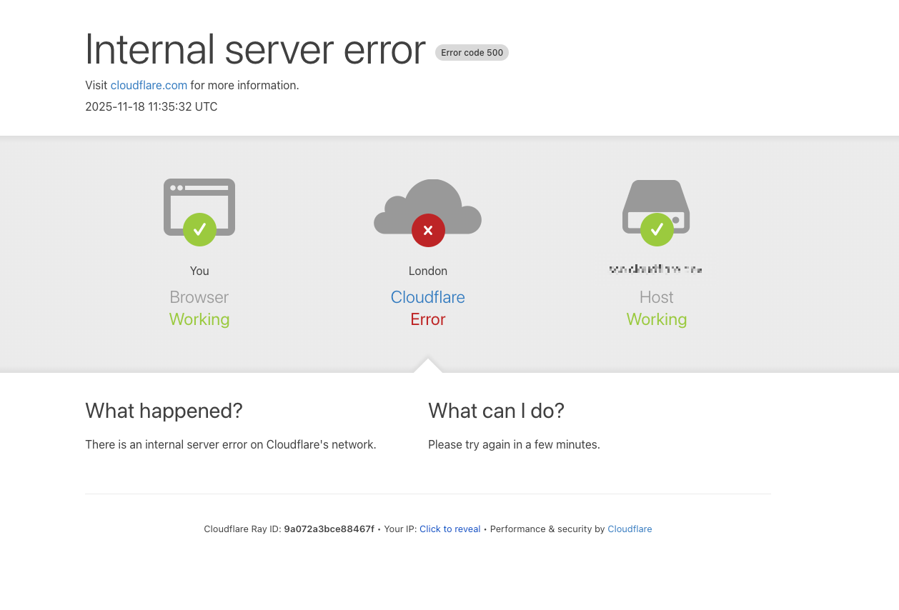 2025年11月18日 Cloudflare 大规模中断事件（已恢复）